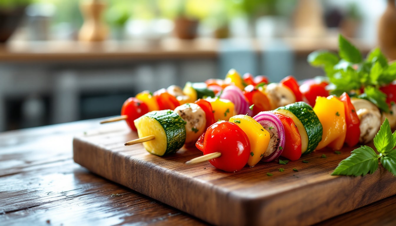 découvrez notre recette facile et savoureuse de brochettes de légumes marinés, parfaite pour un repas sain et plein de saveurs.
