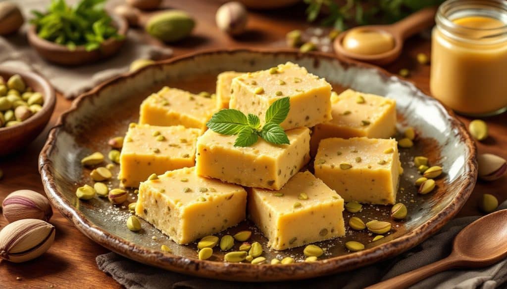 découvrez la recette traditionnelle grecque du halva pistache, un dessert délicat à base de tahini, alliant douceur et saveurs authentiques pour un moment gourmand.